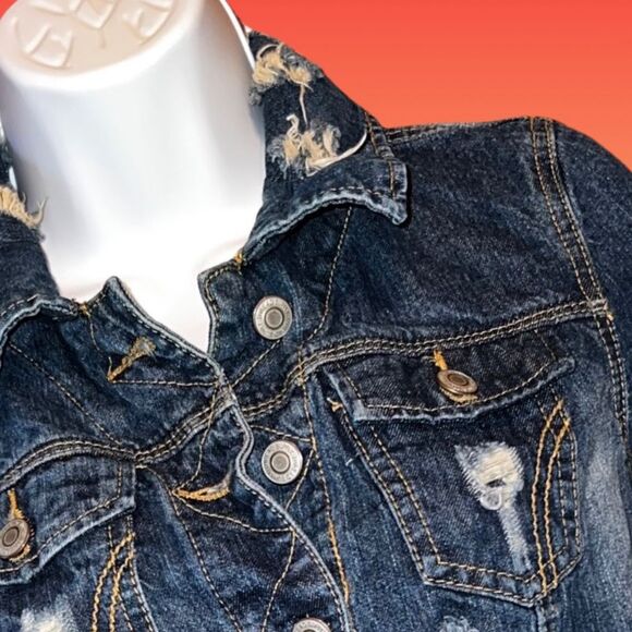 Threads & Supply Factory Distressed Jean Denim Jacket Size Medium B1 - Picture 3 of 5